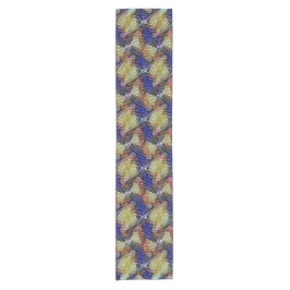 Abstract blue and gold wave geometric pattern 1299 korte tafelloper