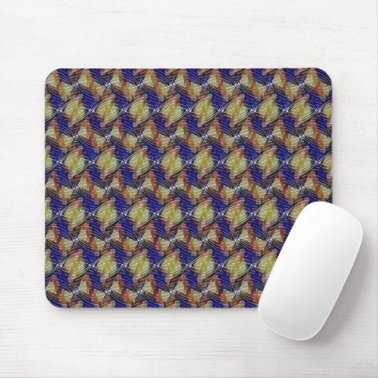 Abstract blue and gold wave geometric pattern 1299 muismat (Met muis)