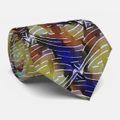 Abstract blue and gold wave geometric pattern 1299 stropdas (Opgerold)