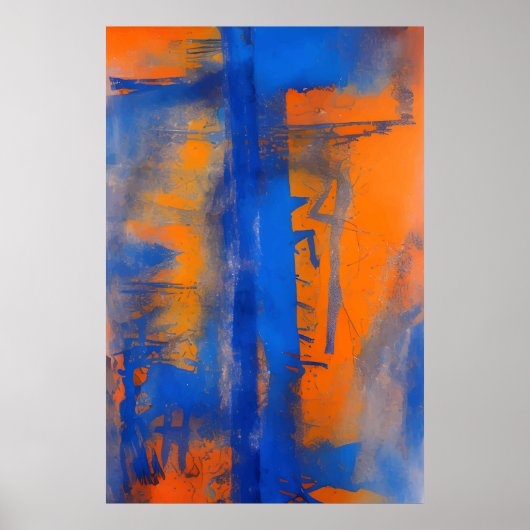 Abstract Blue and Orange Wall Art Poster (Voorkant)