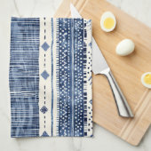 Abstract Blue And White Pattern Theedoek (Quarter Fold)