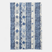 Abstract Blue And White Pattern Theedoek (Verticaal)
