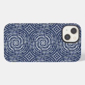 Abstract Blue Asian Shibori Pattern iPhone Hoesje (Achterkant horizontaal)