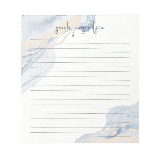Abstract Blue Beige Coastal Watercolor Notitieblok (Voorkant)