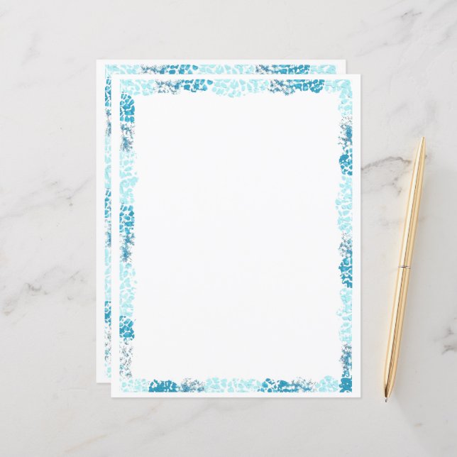 Abstract Blue Border Scrapbook en Journal Paper (Voorkant / Achterkant in situ)