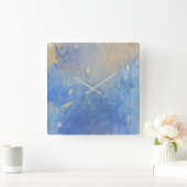 Abstract Blue Brushstrokes Vierkante Klok (Huis)