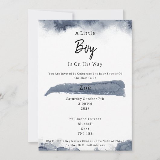 Abstract Blue Elements Sweet Baby Boy Baby Shower Kaart (Voorkant)