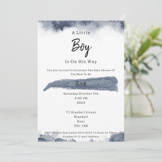 Abstract Blue Elements Sweet Baby Boy Baby Shower Kaart (Staand voorkant)