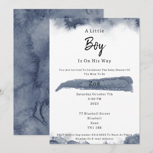 Abstract Blue Elements Sweet Baby Boy Baby Shower Kaart (Voorkant / Achterkant)