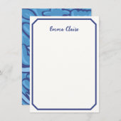 Abstract Blue Floral Patterned Note Card Notitiekaartje (Voorkant / Achterkant)