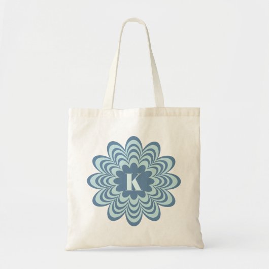 Abstract Blue Flower Custom Initiaal Tote Bag (Voorkant)