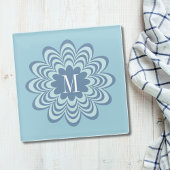 Abstract Blue Flower Custom Monogram Initiaal Glazen Onderzetter
