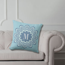Abstract Blue Flower Custom Monogram Initiaal