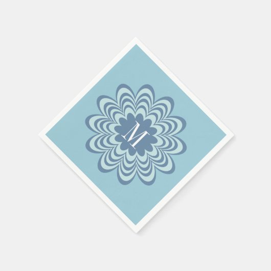 Abstract Blue Flower Custom Monogram Initiaal Servet (Hoek)