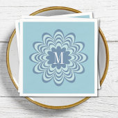 Abstract Blue Flower Custom Monogram Initiaal Servet