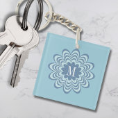 Abstract Blue Flower Custom Monogram Initiaal Sleutelhanger
