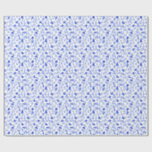 Abstract Blue Flowers And Paint Brushstrokes Cadeaupapier (Vlak)