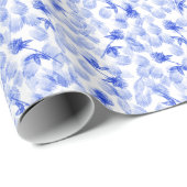 Abstract Blue Flowers And Paint Brushstrokes Cadeaupapier (Rol Hoek)
