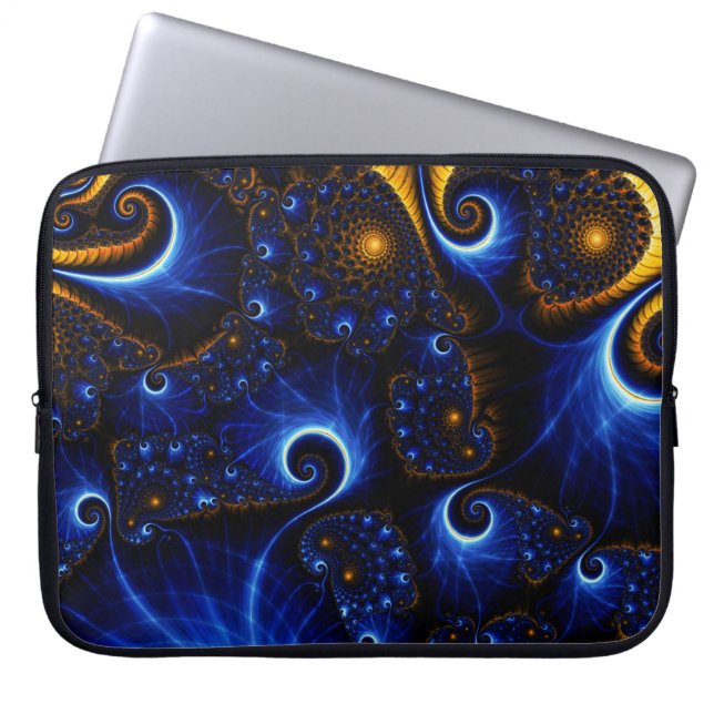 Abstract Blue Fractal Laptop Computer Sleeve (Voorkant)