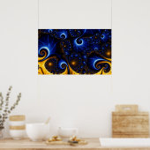 Abstract Blue Fractal Sky Poster (Keuken)