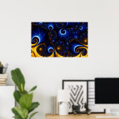 Abstract Blue Fractal Sky Poster (Thuiskantoor)