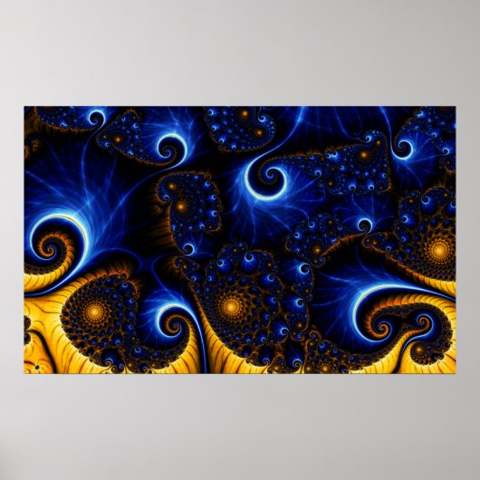 Abstract Blue Fractal Sky Poster (Voorkant)
