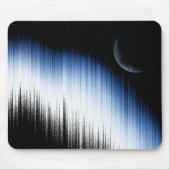 Abstract Blue Glitch Art Crescent Moon Night Sky Muismat (Voorkant)