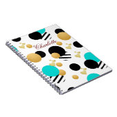 Abstract Blue Gold Black naam op maat Notitieboek (Rechterzijde)