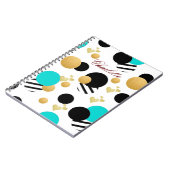 Abstract Blue Gold Black naam op maat Notitieboek (Linkerzijde)