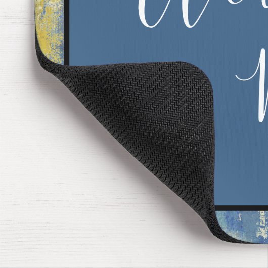 Abstract Blue & Gold Framed Personalized Muismat (Hoek)