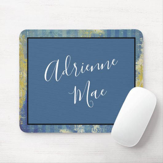 Abstract Blue & Gold Framed Personalized Muismat (Met muis)