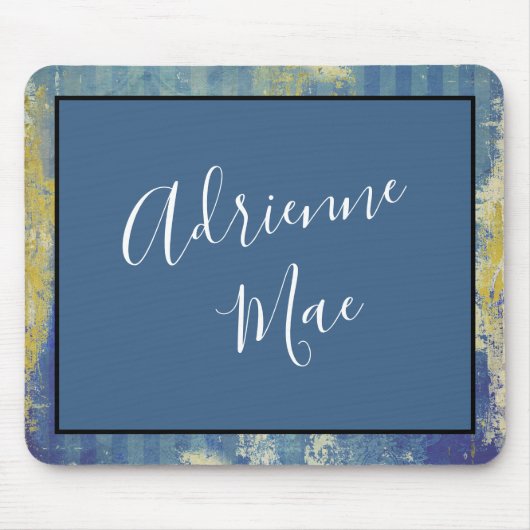 Abstract Blue & Gold Framed Personalized Muismat (Voorkant)