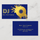 Abstract Blue Gold Music Disc DJ Visitekaartje (Voorkant / Achterkant)