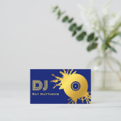 Abstract Blue Gold Music Disc DJ Visitekaartje (Staand voorkant)