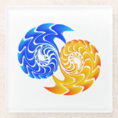 Abstract Blue Gold Yin Yang FishBalance Glazen Onderzetter (Voorkant)