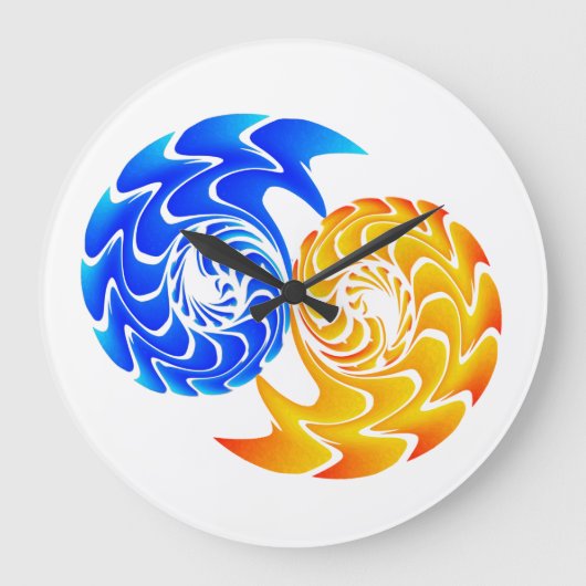 Abstract Blue Gold Yin Yang FishBalance Grote Klok (Voorkant)