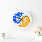Abstract Blue Gold Yin Yang FishBalance Grote Klok (Huis)