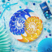 Abstract Blue Gold Yin Yang FishBalance Papieren Bordje (Feest)
