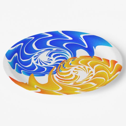 Abstract Blue Gold Yin Yang FishBalance Papieren Bordje (Gekanteld)