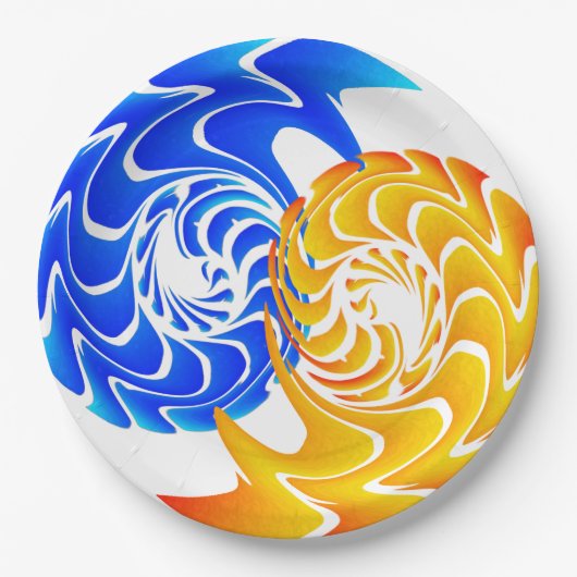 Abstract Blue Gold Yin Yang FishBalance Papieren Bordje (Voorkant)