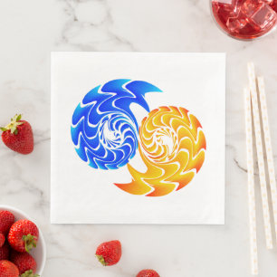 Abstract Blue Gold Yin Yang FishBalance Servet