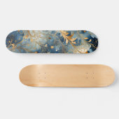 Abstract Blue Golden Persoonlijk Skateboard (Horizontaal)