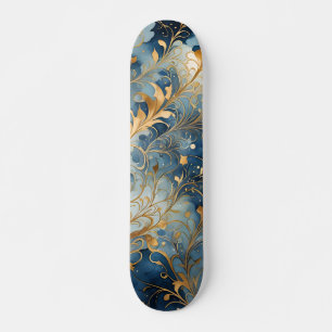 Abstract Blue Golden Persoonlijk Skateboard