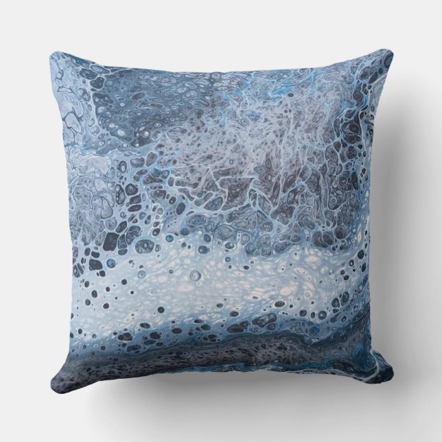 Abstract Blue & Gray Ocean Drift Kussen (Achterkant)