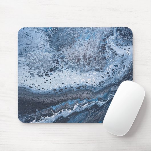 Abstract Blue & Gray Ocean Drift  Muismat (Met muis)