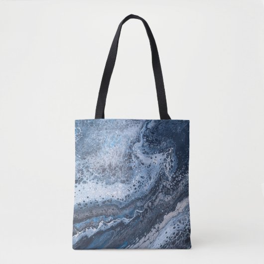 Abstract Blue & Gray Ocean Drift Tote Bag (Voorkant)