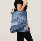 Abstract Blue & Gray Ocean Drift Tote Bag (Dichtbij)