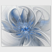 Abstract Blue Gray Watercolor Fractal Art Flower Cadeaupapier (Vlak)