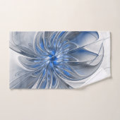 Abstract Blue Gray Watercolor Fractal Art Flower Handdoek (Handdoek)