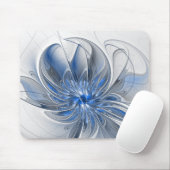 Abstract Blue Gray Watercolor Fractal Art Flower Muismat (Met muis)